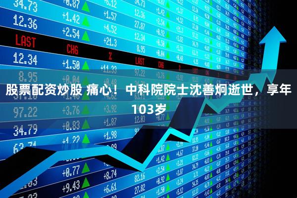 股票配资炒股 痛心！中科院院士沈善炯逝世，享年103岁